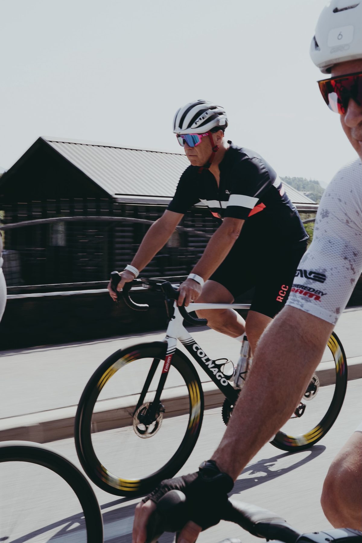 Karl McDonnell riding in a cycling group