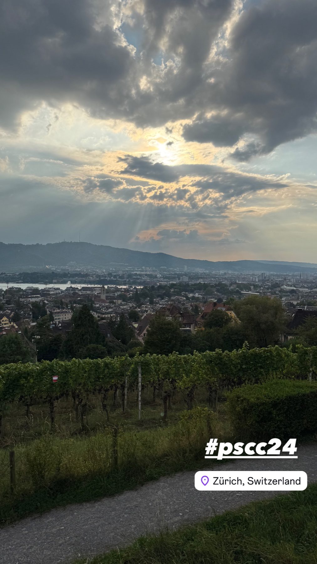 Evening light over Zurich before the opening stage